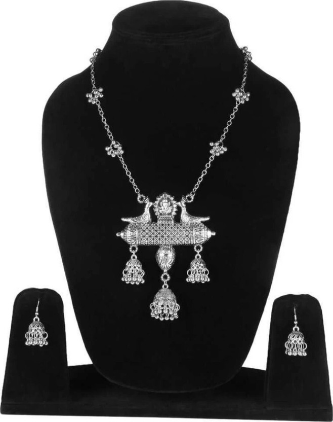 DF DEB FASHION Oxidised Silver, Alloy Silver Jewellery Set(Pack of 1)