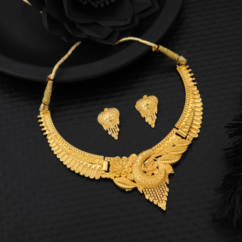 Makezak Brass Gold Jewellery Set(Pack of 1)