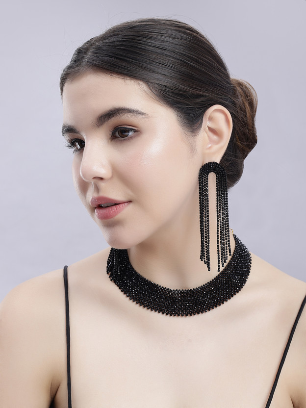 TownHouse Gallery Brass Gold-plated Black Jewellery Set(Pack of 2)