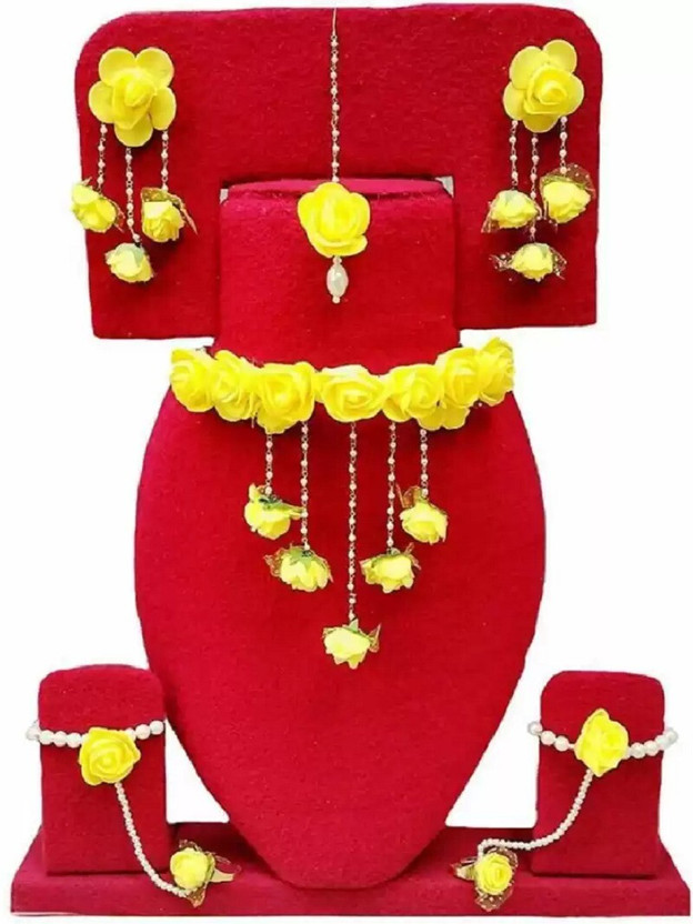 Global Ecom Fabric, Plastic, Paper Yellow Jewellery Set(Pack of 1)