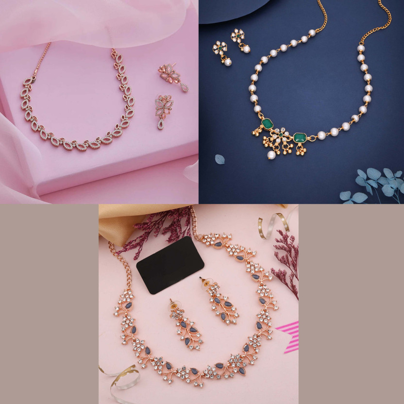 BRILLIANT BEADS JEWELS Alloy Grey Jewellery Set(Pack of 3)