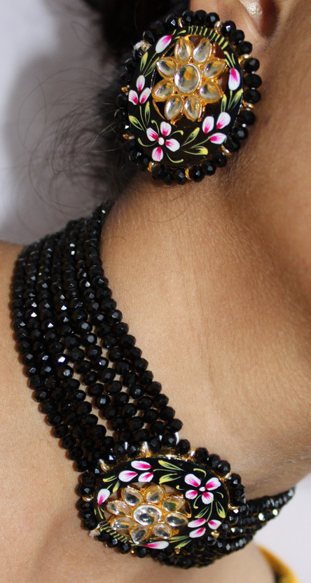 RR Jeweller Brass Gold-plated Black Jewellery Set(Pack of 1)