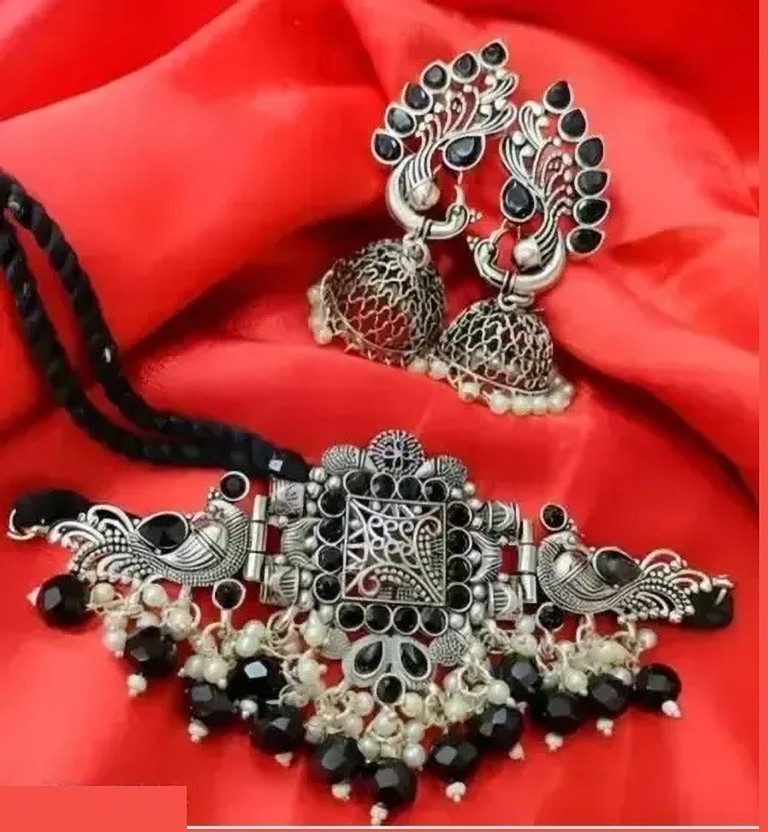 Samridhi Samridhi DC Oxidised Silver Black Jewellery Set(Pack of 1) - Flipkart Deal