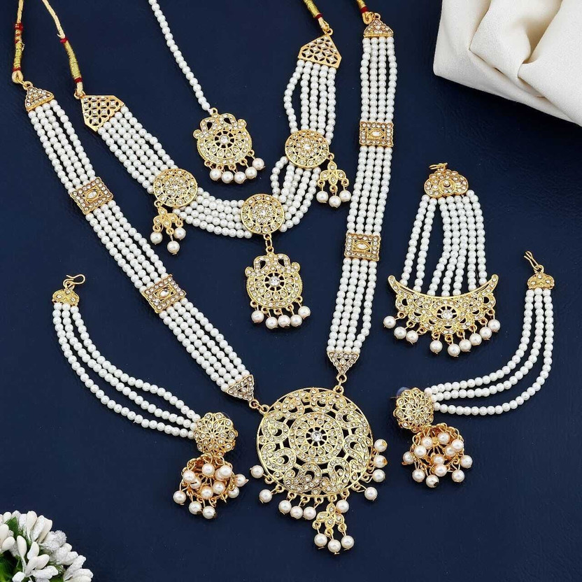 Palkin Palkin Fashion Alloy Gold-plated White Jewellery Set(Pack of 1) - Flipkart Deal
