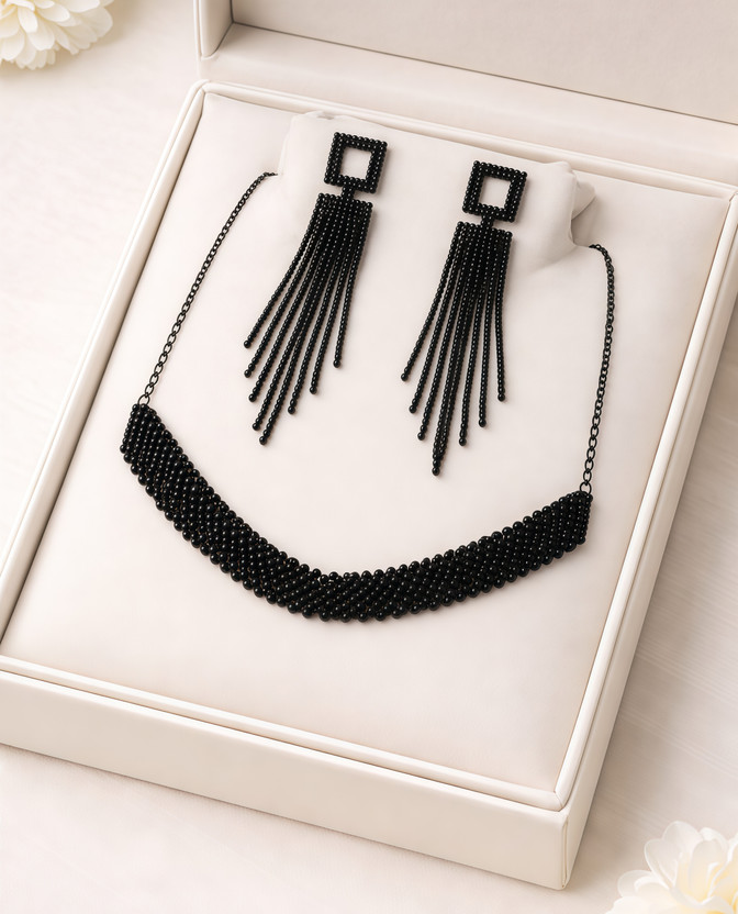 KilnKraft Metal, Crystal Black Jewellery Set(Pack of 1)