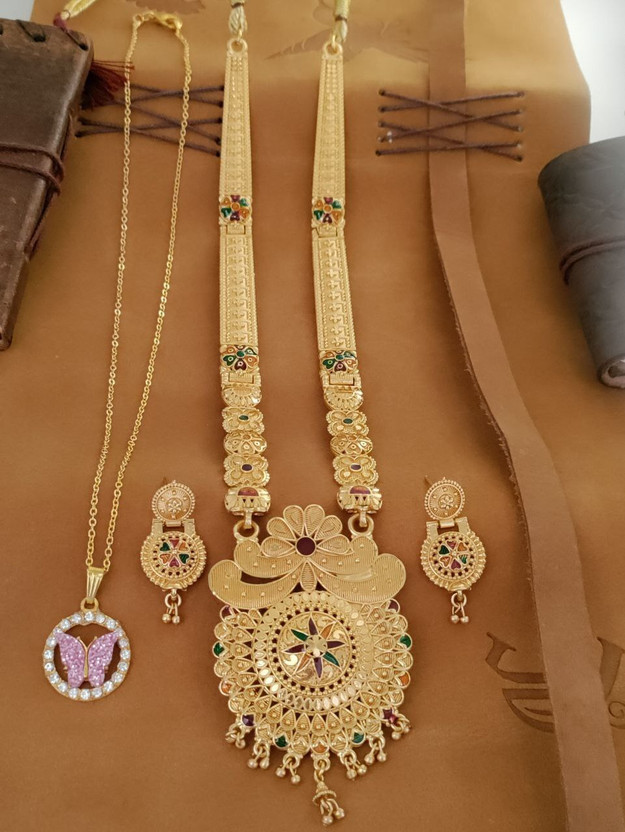 JAITU JEWELS Brass, Copper Gold-plated Gold Jewellery Set(Pack of 1)