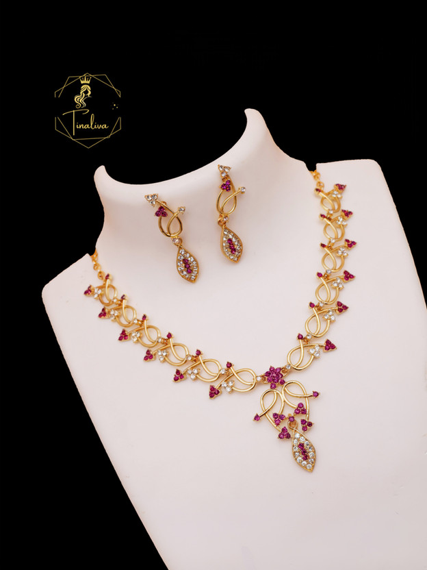 TINALIVA Brass Gold-plated Multicolor Jewellery Set(Pack of 1)