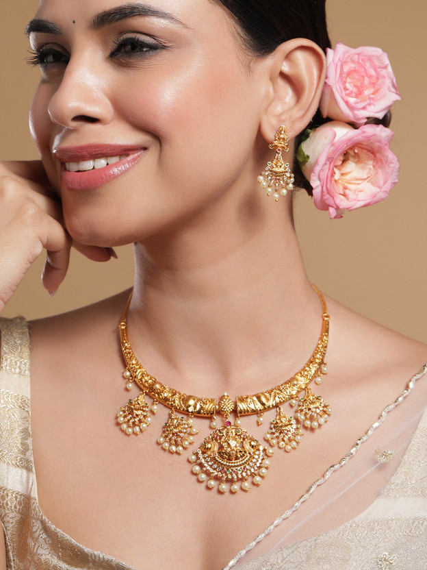 RUBANS Brass Gold-plated Gold Jewellery Set(Pack of 3)