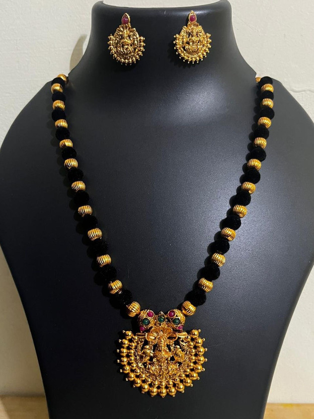 ARYA Fabric Gold-plated Black Jewellery Set(Pack of 1)