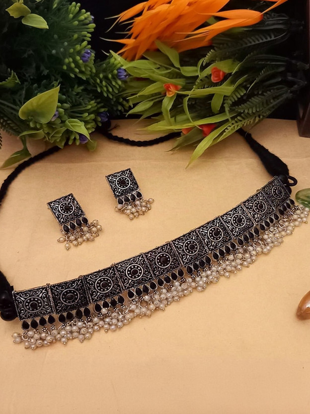 Samridhi DC Oxidised Silver Black Jewellery Set(Pack of 1)