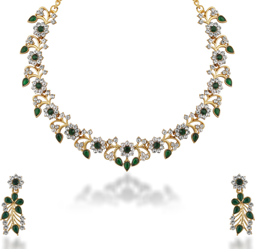 Reesha Jewel Alloy Green Jewellery Set(Pack of 1)