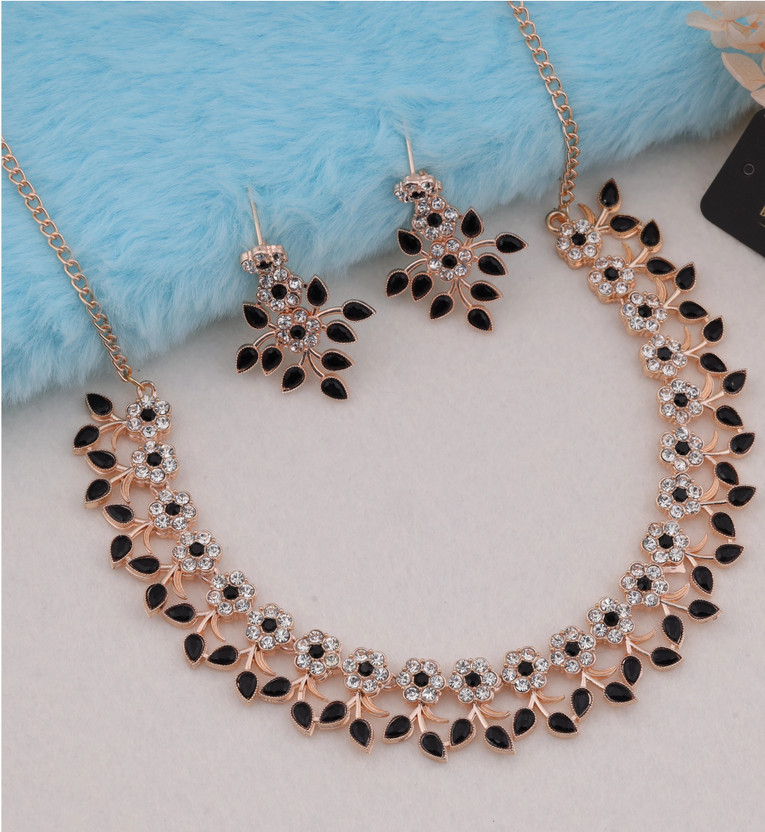 BRILLIANT BEADS JEWEL Alloy Gold-plated Black Jewellery Set(Pack of 1)