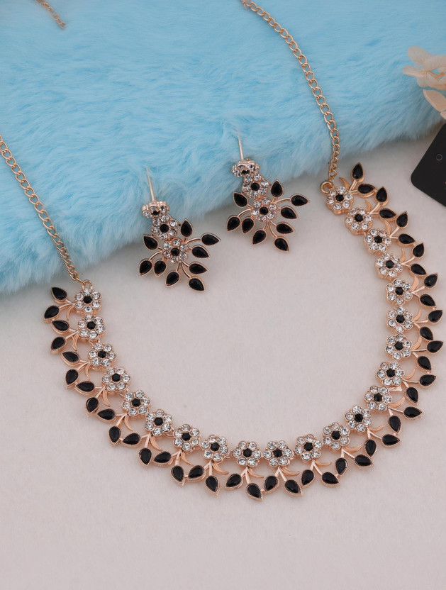 BRILLIANT BEADS JEWEL Alloy Gold-plated Black Jewellery Set(Pack of 1)