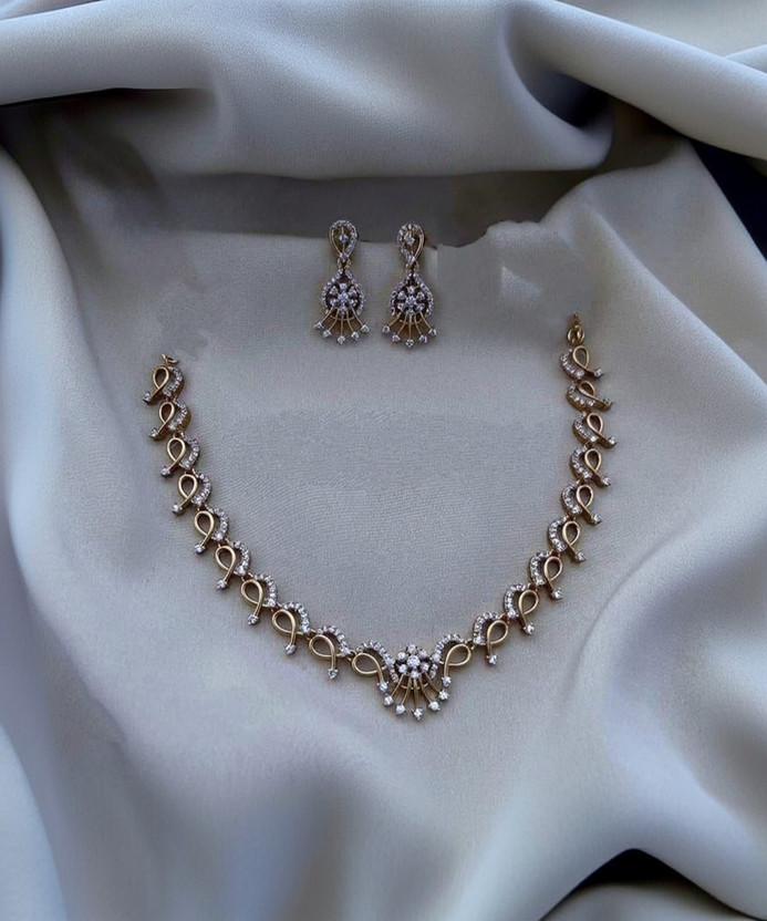 NAKMAN JEWELLERY Brass, Copper Gold-plated White Jewellery Set(Pack of 1)