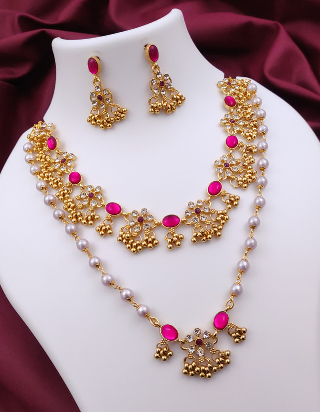 OChori Brass, Alloy Gold-plated, Brass Pink, Gold Jewellery Set(Pack of 1)