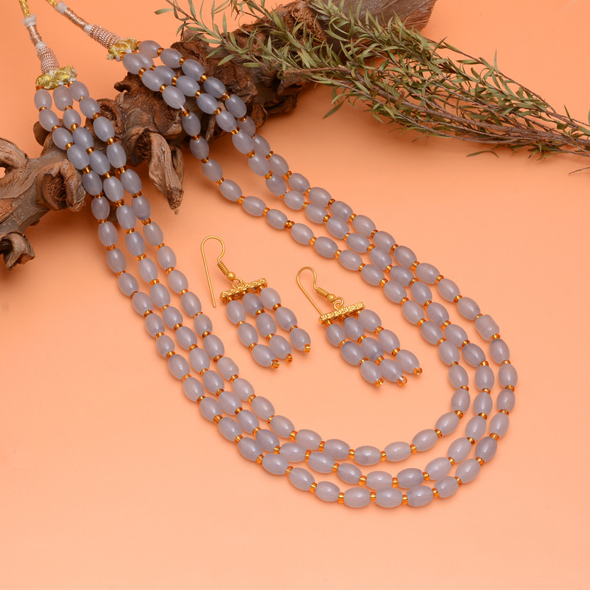 Tanusha Jewels Crystal Grey Jewellery Set(Pack of 1)