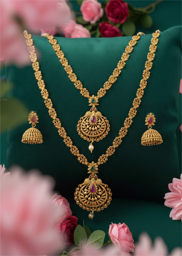meeraartificial Brass Gold-plated Multicolor Jewellery Set(Pack of 1)