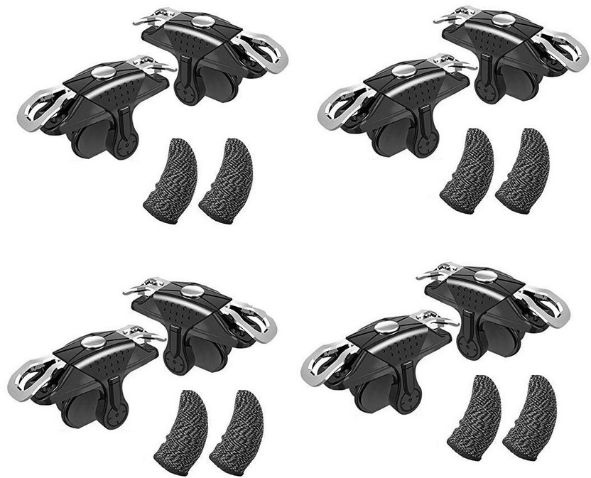 FKU (4PAIR) X10 Mobile Game Controller Trigger & (4PAIR) Finger Sleeve For Mobile  Joystick(Black, For Mac OS, PC)