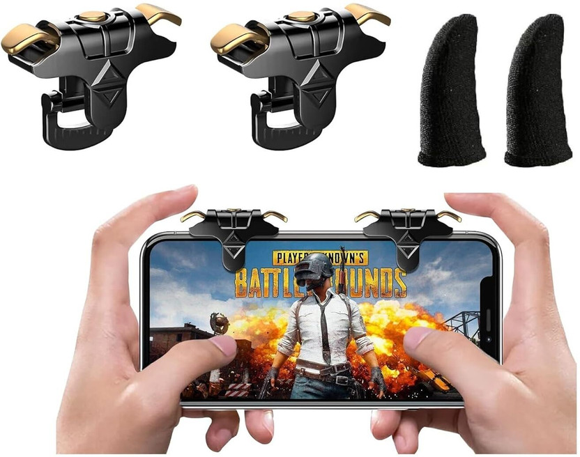 SAVI Taurus Pubg Game Controller Gamepad Metal Trigger with (1 pair) Finger Sleeve  Joystick(Black, For Mac OS, PC)