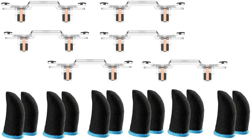 FKU [5PAIR]5.56 Mobile Game Controller Trigger Aim Button & [5PAIR] Finger sleeve  Joystick(Clear, For Mac OS, PC)