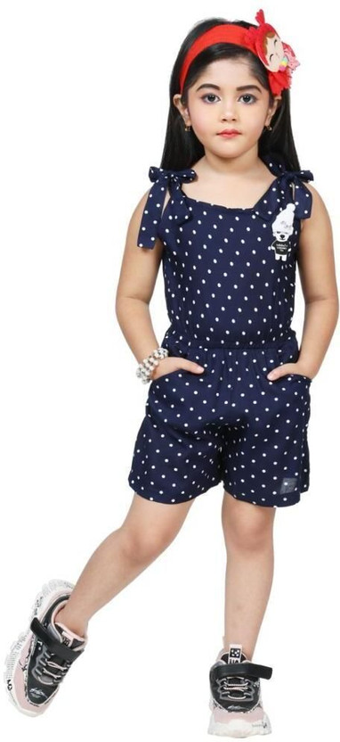 Barkat Polka Print Girls Jumpsuit