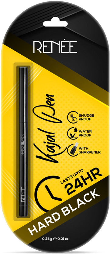Renee Kajal Pen with Sharpener, Matte Finish, Smudge & Waterproof, Long Lasts Upto 24H(Hard Black, 0.35 g)
