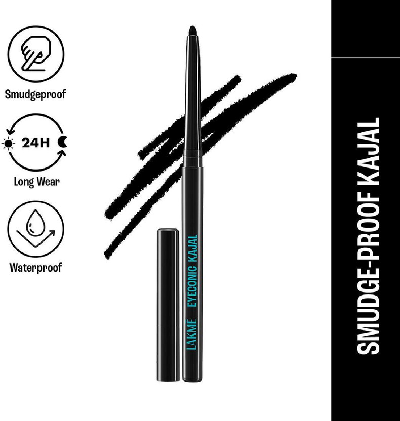 Lakmé 9-5 Eyeconic Kajal, Deep Black, Smudgeproof, Waterproof, Lasts Upto 24H(Deep Black, 0.35 g)