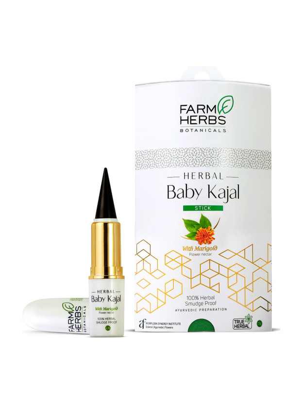 Farmherbs 100% Herbal Kajal Stick for Baby(Black, 2.7 g)