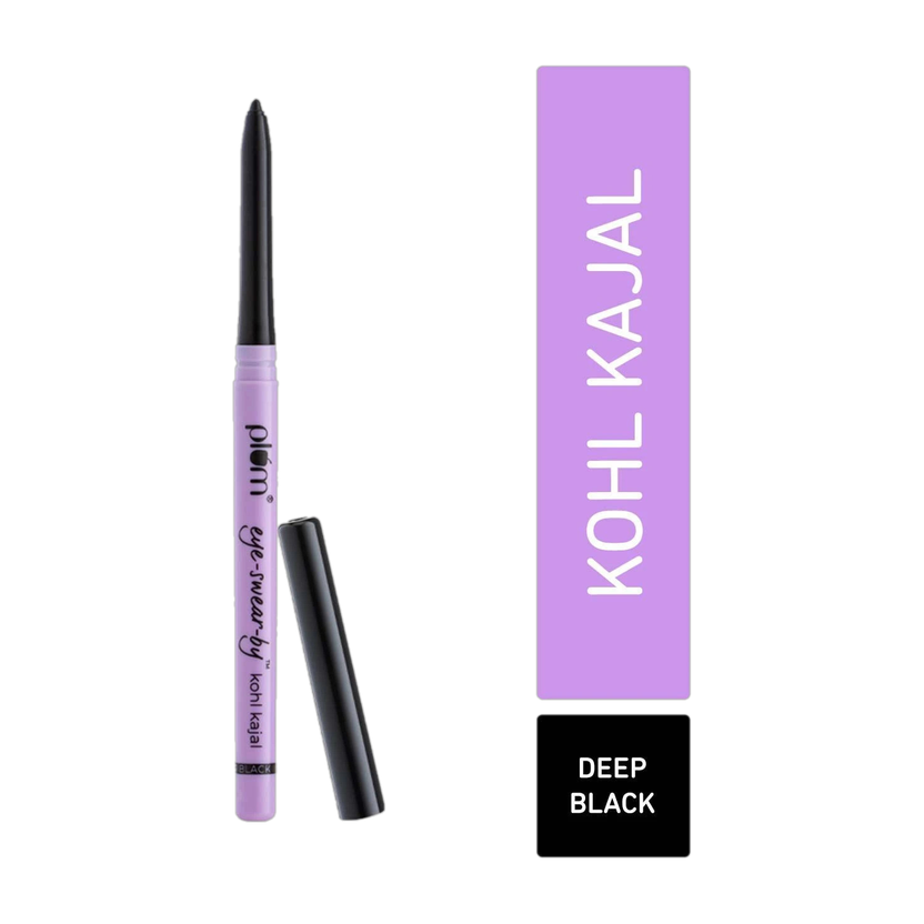 Plum Eye-Swear-By Kohl Kajal | Deep Black| Matte Finish | Smudge Proof & Waterproof(Deep Black, 0.35 g)