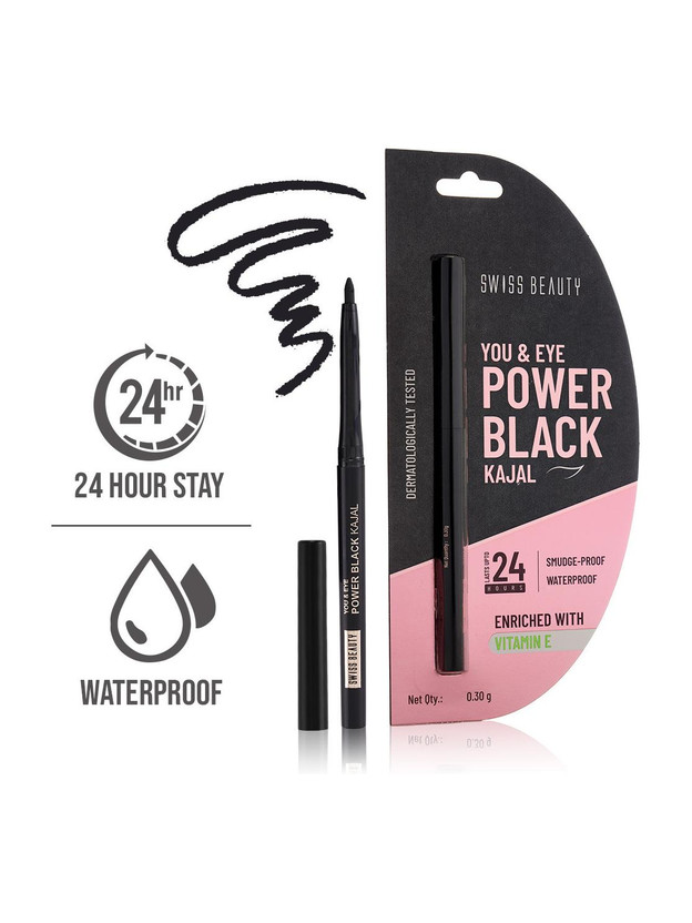 SWISS BEAUTY You & Eye Power Black Kajal | Waterproof | Smudge Proof | Matte Finish(Black, 0.3 g)