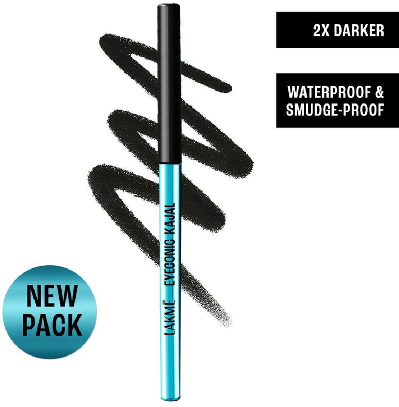 Lakmé 9-5 Eyeconic Kajal, Deep Black, Smudgeproof, Waterproof, Lasts Upto 24H(Deep Black, 0.35 g)