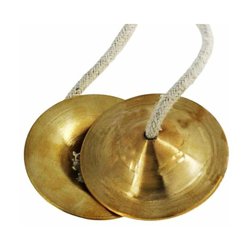 mPix Handmade Brass Percussion Instrument With Strap - Hand Cymbals Manjeera/Manjira Pair - Indian Musical Instrument Kartal Instrument