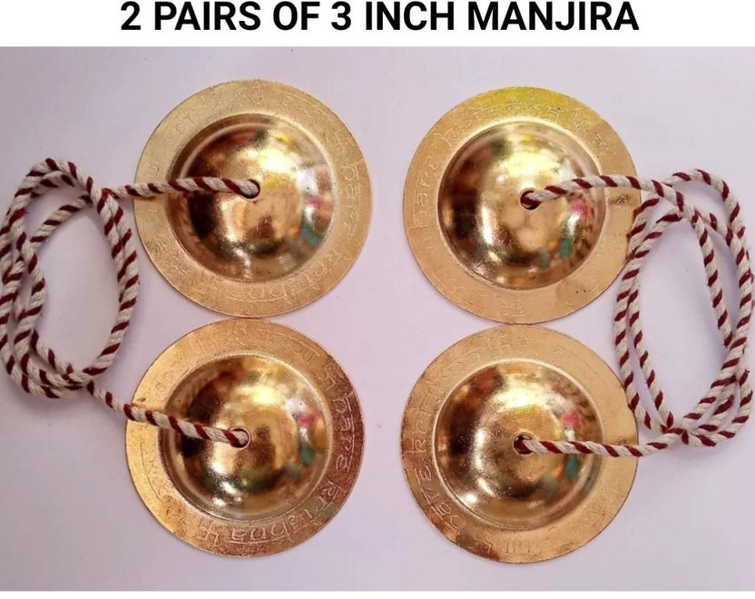 Vaasu online Temple 3inch Dia Iron and Gold polished Traditional Manjeera Manjira Taal Kartal Instrument