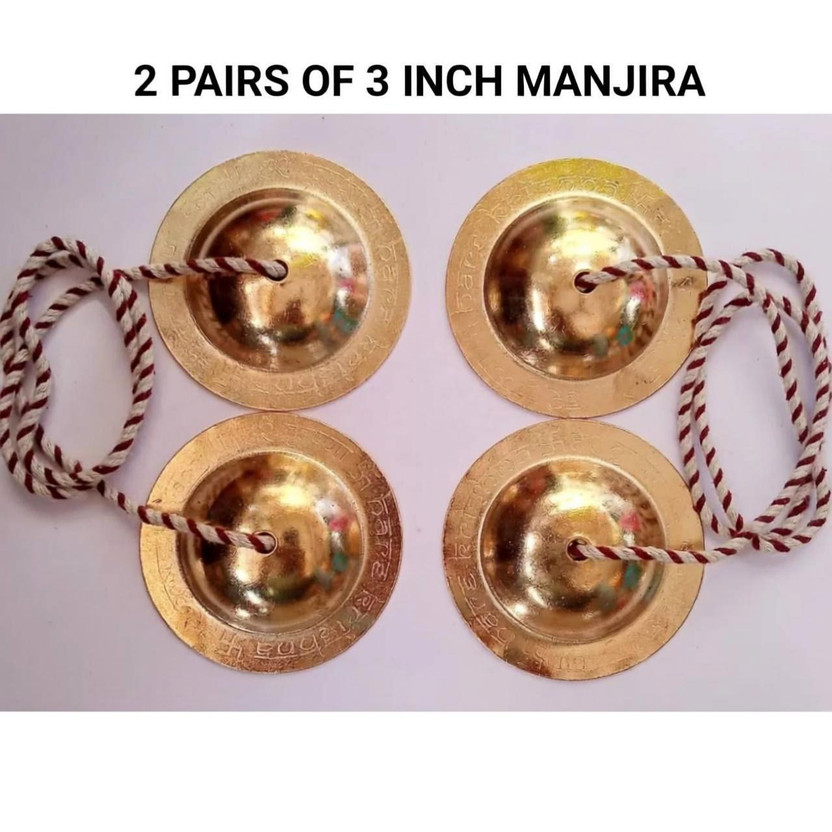 Vaasu online Temple 3inch Dia Iron and Gold polished Traditional Manjeera Manjira Taal Kartal Instrument