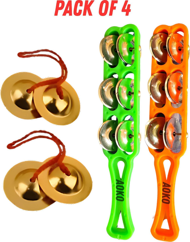 Bhoomika Collection Khartal Hand Cymbals with 2 pair of manjeeras Traditional Indian Instrument Kartal Instrument