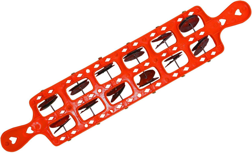 NEXTOMART Hand Percussion Cymbals Jhika Khanjari Plastic Handel Junjuna 6 Line Steel Jingle Set Indian Musical Instrument Tambourine (N-100035) Kartal Instrument