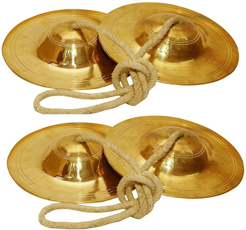 Real Craft Hand Cymbals Brass Percussion Instrument Manjira Manjeera Pair ,Indian Musical Instrument 8cm set of 2 Kartal Instrument