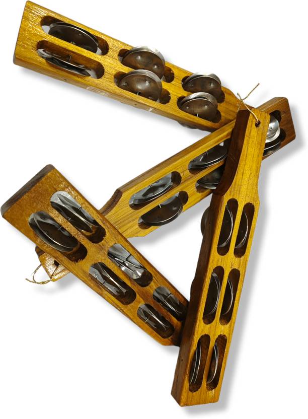 Uttam Toys Wooden 3 Line Kartal/HandCymbals Indian Musical Percussion