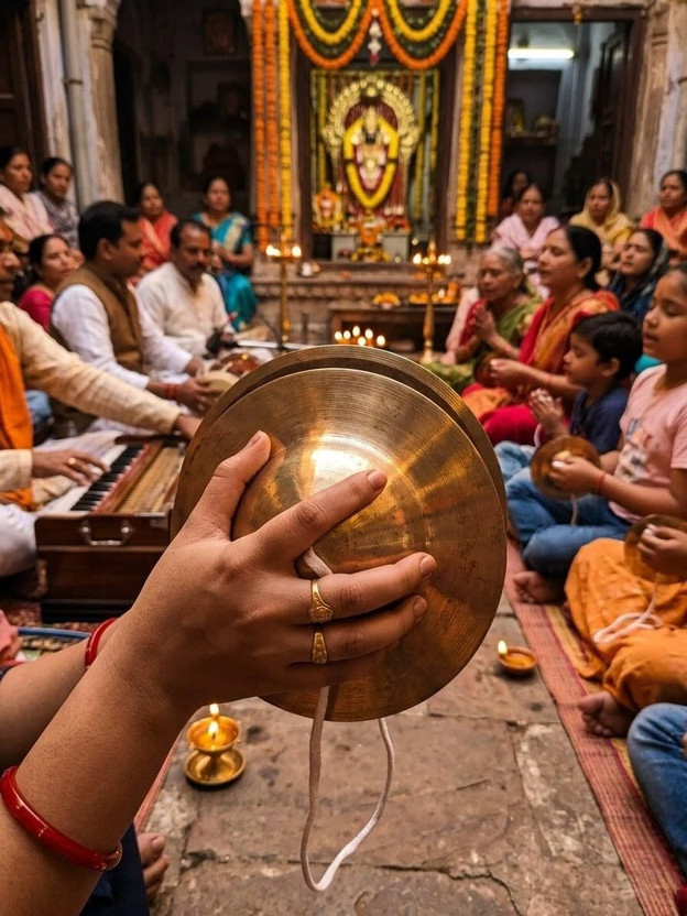 BHAKTI SHRINGAR Bronze Jhampa Big Kartal || Traditional Handcrafted Bronze Manjira Hand Kartal Instrument