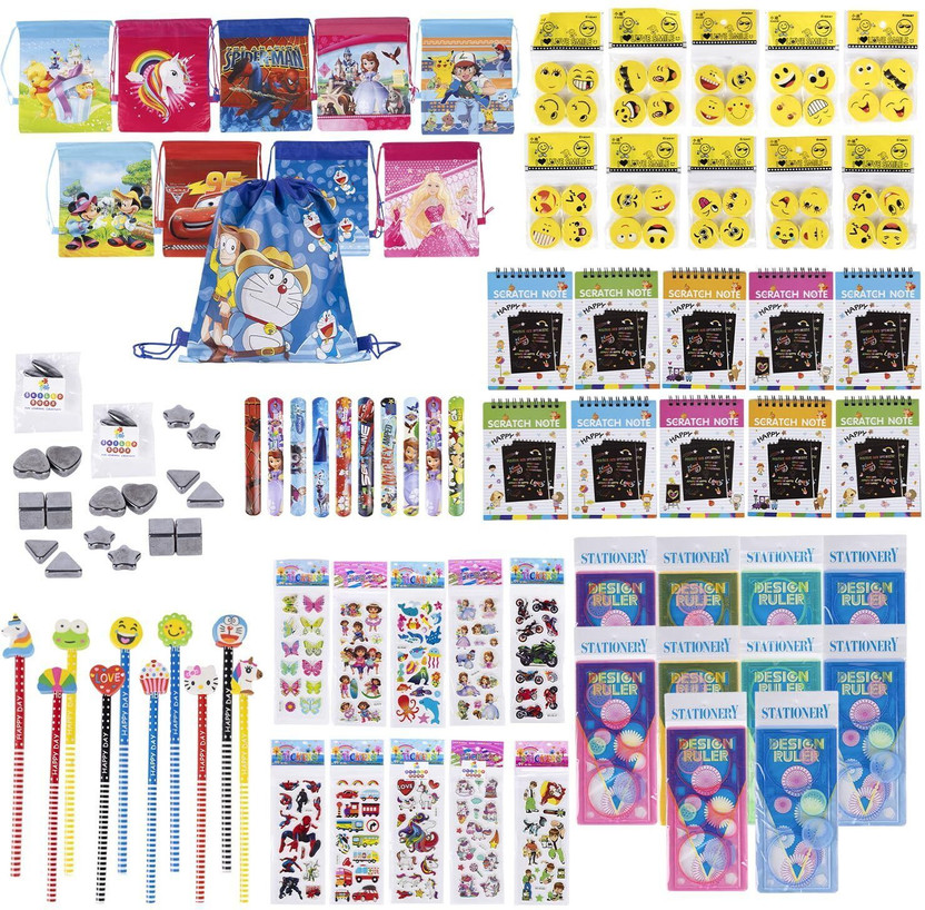 SKILLD BOXX 80 Piece Birthday Return Gift Combo for Kids (10 Sets x 8 Items) | Age 4-12 Keepsake(Multicolor)