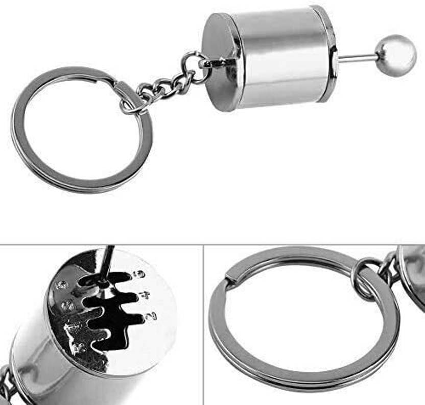 Q D Auto Gear Knob Keychain Shift Gearbox KeyRing key chain Silver Key