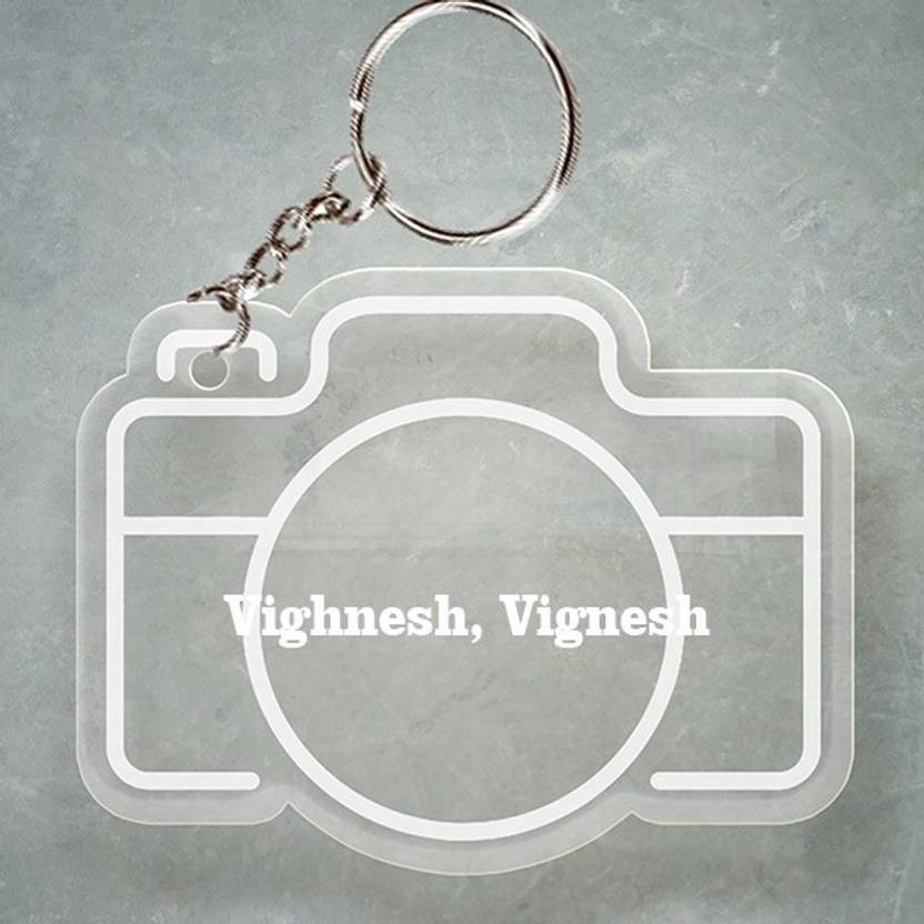 SY Gifts Camera Design Keychain With Vighnesh, Vignesh Name Key Chain