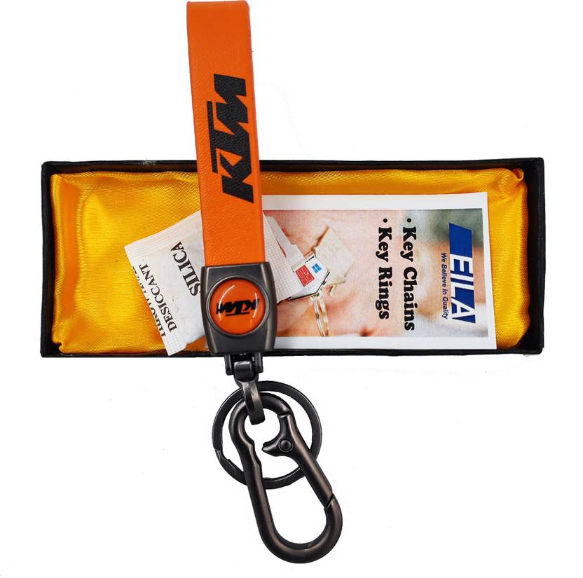 Eila KTM Stylish Key Chain for Car Bike Black Leather Keychain Double