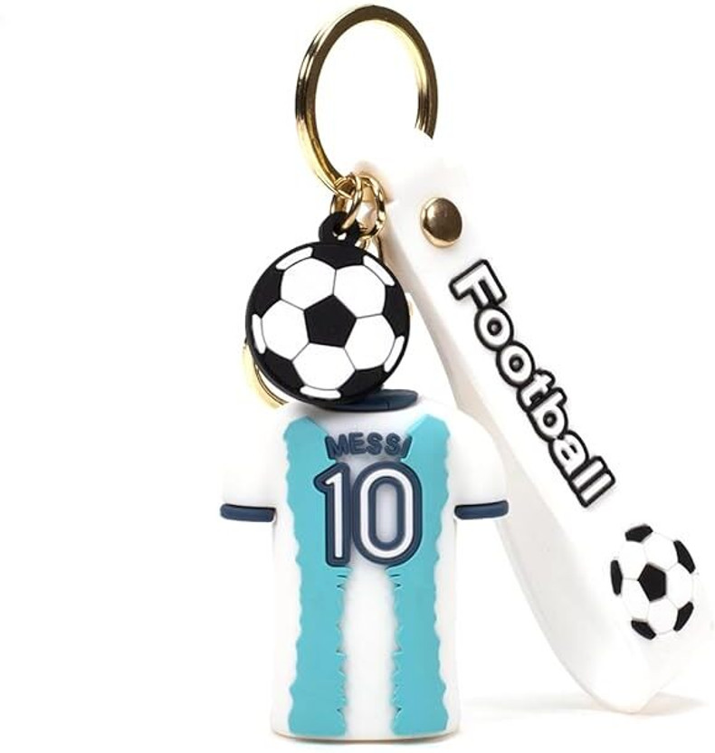 gtrp White Jersey 3D Rubber keychain With Long Ribbon Meesi Key Chain
