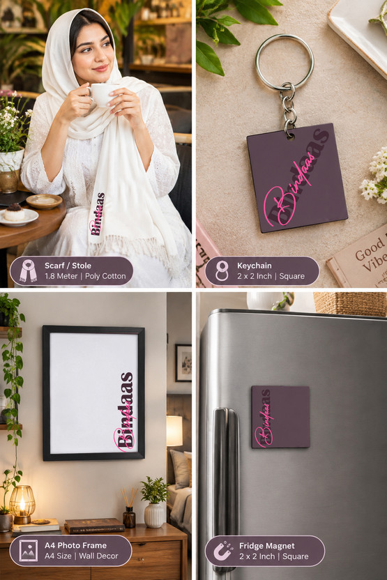 Amayra 4 PCS A1 Gift for Girls Scarf, A4 Photo Frame, Keychain & Fridge Magnet Key Chain