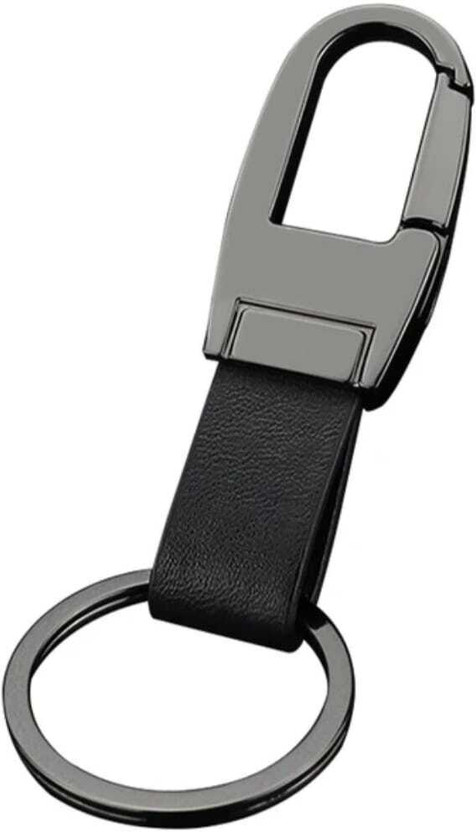 JI ACCESSORIES Metal Leather Loop Keychain with Hook Pack of 4 Key Chain