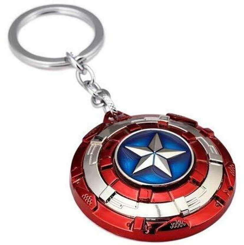 Rozti Captain America | Patterned Rotating Shield | Silver Keychain Key Chain