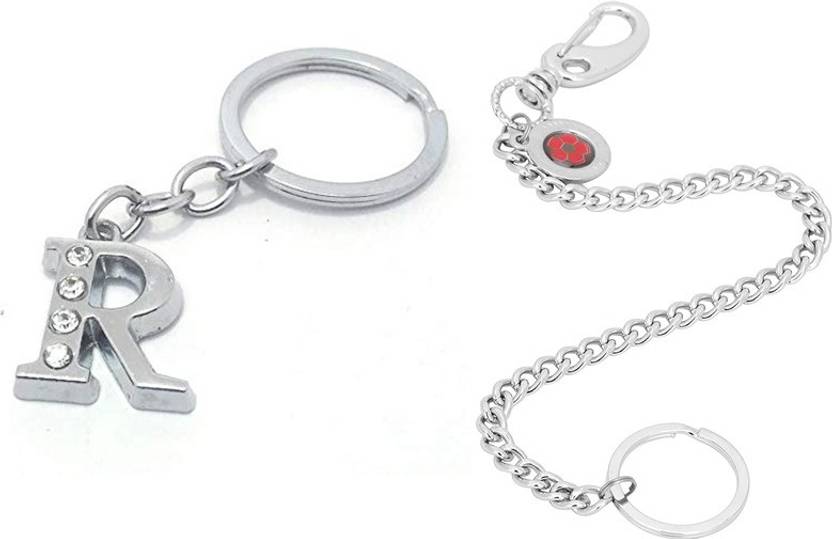 Newview Alphabet R Letter & Chain Challa Locking Key Chain Key ring Key