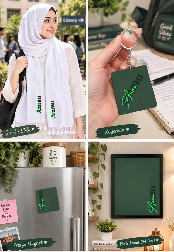 Amayra 4 PCS A2 Gift for Girls Scarf, A4 Photo Frame, Keychain & Fridge Magnet Key Chain