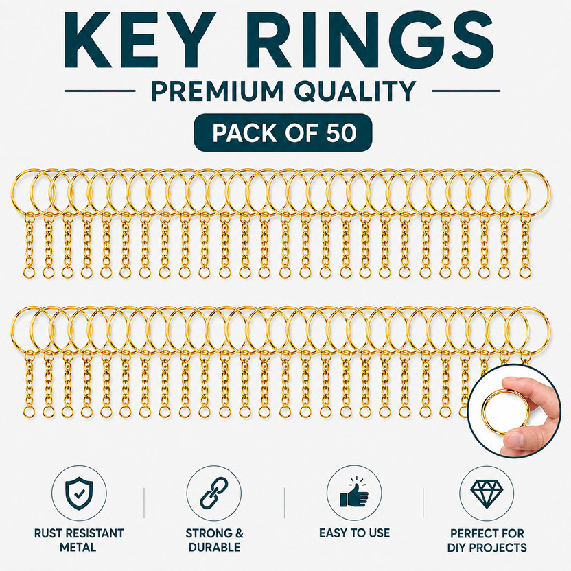 Jinoyal Jinoyal Metal Split Key Ring with Chain for Keychain Making & DIY Crafts Key Chain - Flipkart Deal